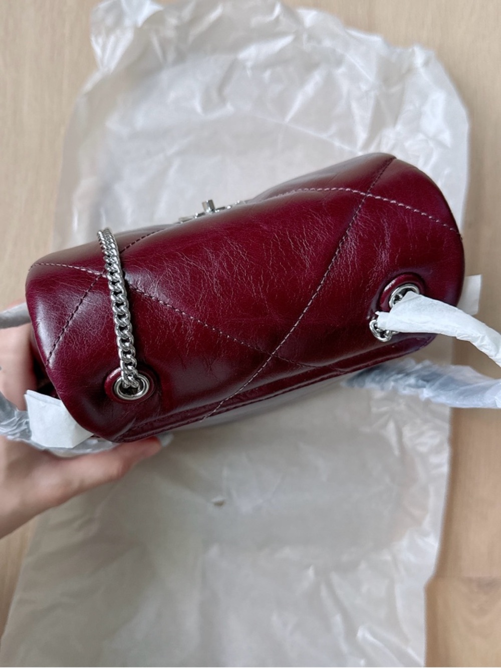 NWT Tory Burch Kira Diamond Quilt Mini Backpack Dark Carmine - Picture 7 of 11